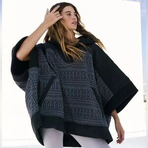 NWT Free People Heritage Oversized Poncho - Black Combo